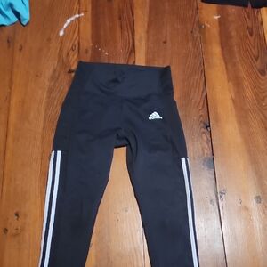 Adidas Black Leggings with Iconic Three Stripes